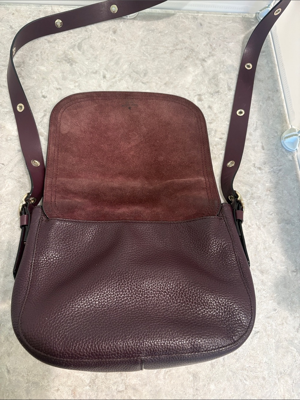 Kate Spade Leather and Suede Waterton Road Chantalle Crossbody Purse in Plum - Picture 4 of 7